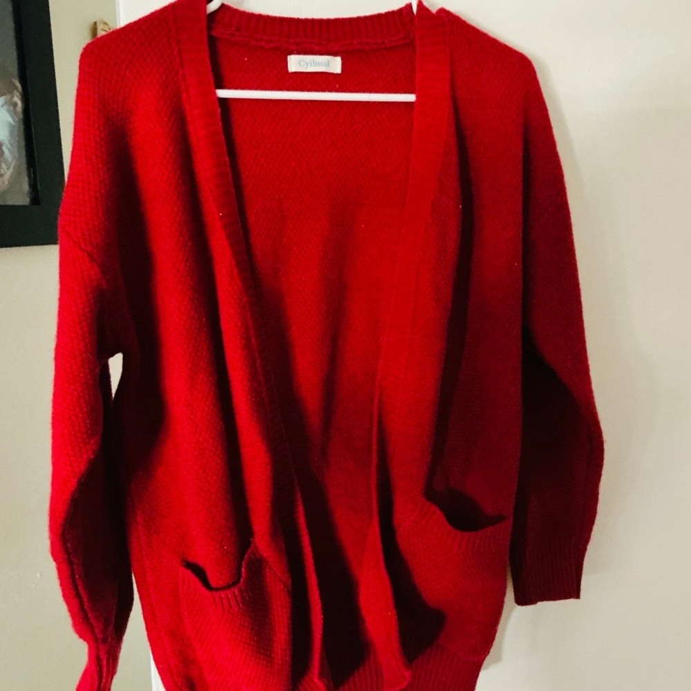 EUC Scarlet Red Cardigan Size M